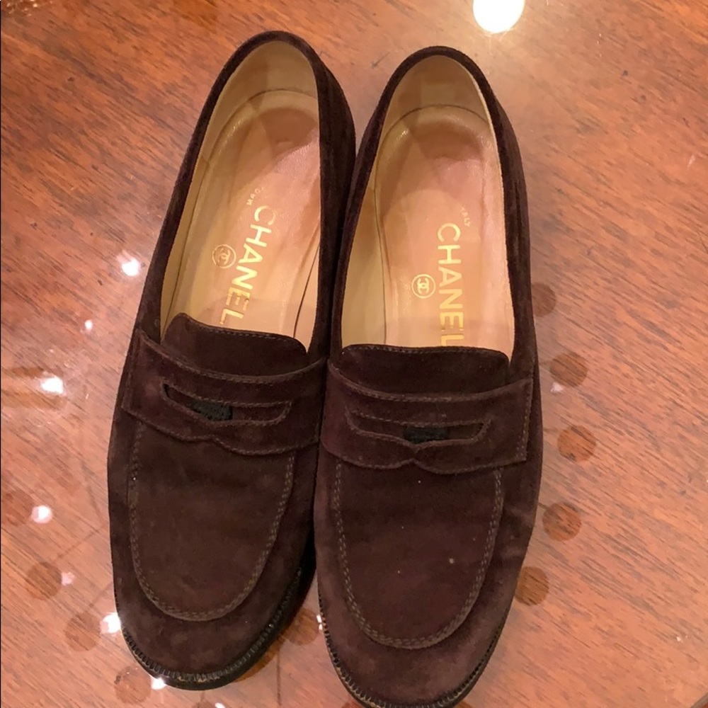 Chanel Suede penny loafers